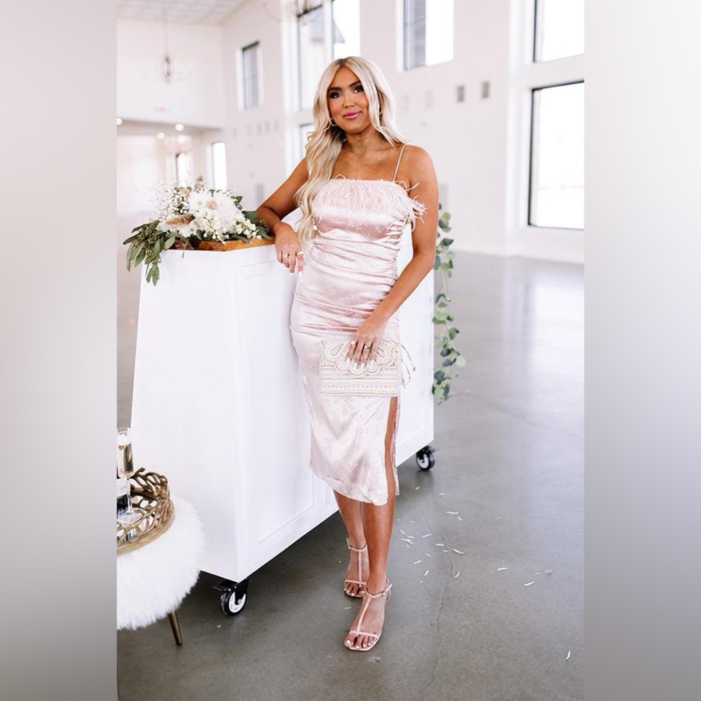 Champagne Ruched Midi Dress